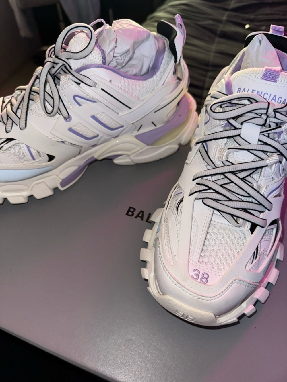 Balenciaga White and Lavender Women's Sneaker - Picture 4 of 7